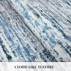 Modern Abstract Hallway Runner Rug, Grey Blue White Washable Kitchen Runner Non-Slip Soft 2x8 Runner Rug Thin Print Faux Wool Carpet for Entryway Bedroom Laundry Room Indoor Home Decor