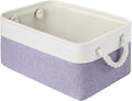 Storage Baskets for Shelves 13.8x9.8x6.7 Inch, Foldable Fabric Storage Bins with Handles, Small Storage Baskets for Organizing Closet, Office, Home Organization (1-Pack, White&Purple)