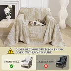 MEETSKY Small Couch Cover Oversized Recliner Covers Washable Armchair Sofa Cover for Dog, Chenille Khaki Abstract Geometric Jacquard Sofa Throw Cover Durable Modern Single Sofa Slipcovers, 71" X 91"