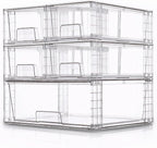 Stackable Storage Drawers(5 Pack),High-strength Clear Plastic Multi-purpose Organizer Bins with Handles, Easily Assemble Acrylic Drawers for Bathroom Closet Cabinet Pantry Under Sink