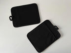 Oven Pot Holder with Pocket Cotton Heat Resistant Coaster Potholder Kitchen Hot Pad Oven Mitts for Cooking and Baking Square 7"x9" (Black, Silicone)
