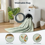 WITSHOCK Living Room Area Rugs 8x10: Boho Light Green Rug for Bedroom Kids Room Neutral Modern Soft Thin Large Carpet Non-Slip Stain Resistant Low Pile Decor,Green/Light Green