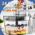Magiccos 14-Cup Food Processor, 1000W Motor, Storage Drawer, Inox Color