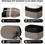 ICERZCZ Storage Baskets for Organizing Shelves, Toy Basket for Kid's Room, Woven Cotton Rope Basket for Decor, Organizing Baskets for Bedroom Living Room, 15"x11"x9.5", 3 Packs, Black & Jute