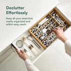 Pristine Bamboo Kitchen Drawer Organizer - Silverware & Utensil Organizer, 5-Slot, Geometric Print