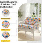 1 MIDDLE ONE Wicker Chair Cushions 3 Pieces Set