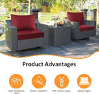 Outdoor Patio Chair Cushions Set, 24" x 24", Set of 2, Water-Repellent, Fade Resistant, Deep Seat Bottom and Back Cushion for Backyard, Couch, Sofa and Patio Furniture, Red