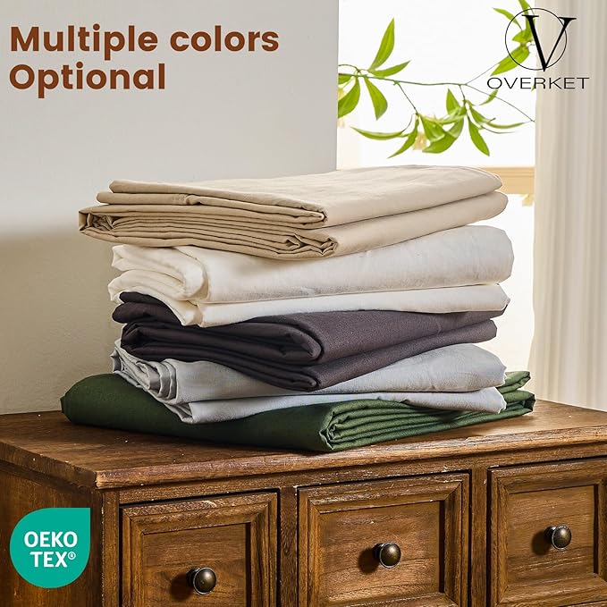 100% Linen Sheets King Size,Breathable & Durable 4-Piece Bed Flax Sheet Set,Soft All-Season Bedding for Hot Sleepers 16" Deep Pocket Oeko-TEX Certified,（King, Linen）