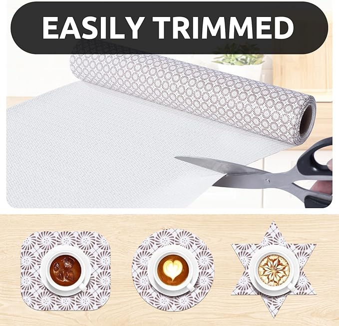 RAY STAR 18X96 Inch Shelf Liner for Kitchen Cabinets, Non-Adhesive Cabinet Liner Washable, PVC Drawer Liner for Dresser Non-Slip Bathroom (Circle)(6 Roll)