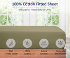 ROYALE LINENS 300 Thread Count 100% Long Staple Combed Cotton Fitted Sheet Full - Super Soft Deep Pocket Bottom Sheet - Fitted Sheets Only - Elastic Sheets (Full, Sage Green)