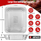 Aluminum Pans Half Size 9x13, 60 Pack, Disposable Foil Pans