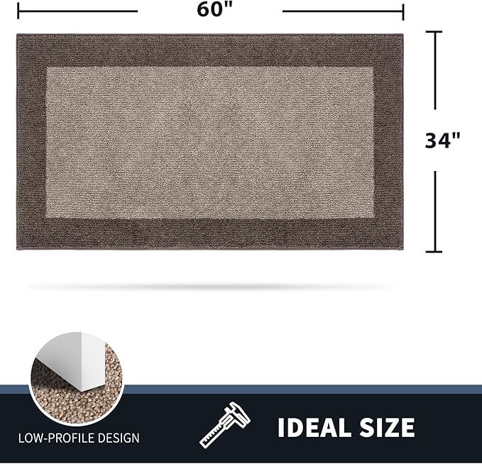 PURRUGS Dirt Trapping Door Mat 34" x 60", Non-Slip/Skid Machine Washable Entryway Rug, Shoes Scraper, Throw Rug, Super Absorbent Area Rug for Muddy Wet Shoes and Paws, Beige & Grayish Brown