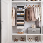StorageWorks Hanging Closet Organizer, 5-Shelf Hanging Shelves with 2 Hooks, Foldable Space-Saving Design, Closet Organizers and Storage for Bedroom, Dorm, Locker, Gray