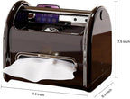 Tissue Box Cover Rectangular with Storage Tray | Multifunctional Facial Tissue Holder and Desk Organizer Napkin Holder | Side Table Unique Home Décor Tissue Box Covers for Vanity Counter Tops (Black)