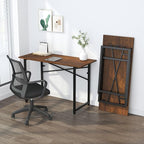 Lutown-Teen 47 inch Folding Desk No Assembly Required, Writing Gaming Computer Camping Table, Home Office Desk, Mahogany