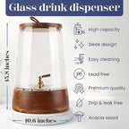 FOODLE Extra Large Glass Drink Dispenser with Spigot - Glass Beverage Dispenser with Stand - Perfect for Parties & Catering - Pitcher for Lemonade, Water, Sangria & Juice - Leakproof Spout - 3 Gallon
