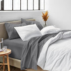 Bare Home Short Queen Sheet Set - 1800 Ultra-Soft Microfiber - Double Brushed - Deep Pockets - Easy Fit - 4 Piece Set - Bed Sheets (Short Queen, Grey)