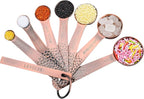 Measuring Cups and Spoons Set 14, Copper Measuring Cups and Spoons Set for Dry & Liquid, Metric & US Stainless Steel 6 Measure Cups and 7 Spoons Set w/Leveler for Kitchen & Baking