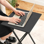HOOBRO Folding TV Tray Table, Set of 2 Wooden TV Tray, Portable Sofa Side Snack Table, Industrial Desk for Small Spaces, Space-Saving, Easy to Install and Fold, Black BB27BZP201