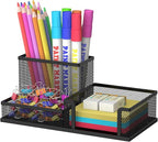 SUPEASY Pen Holder Desk Organizer, Office Supplies Pencil Holder with 3 Compartments, Desk Accessories and Workspace Organizers for Home School Classroom, Black