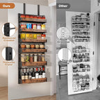 6-Tier Over The Door Pantry Organizer, Heavy-Duty Metal Wall Mount or Hanging Spice Rack, behind the door storage Shelves with Adjustable Basket, Back of Door Organizer for Kitchen Cabinet and Closet