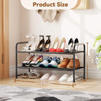Simple Shoe Rack, 2 Tier Heavy Duty Metal Shoe Shelf 27 Inch Wide, Black
