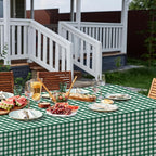 12Pack Dark Green Plastic Checkered Tablecloth, Premium Decorative Disposable Green Gingham Plaid Table Cloths for Parties, Rectangle Party Table Cover for Picnic Farm Birthday Wedding, 54x108 Inch