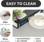 RAY STAR 12X120 Inch Shelf Liner for Kitchen Cabinets, Non-Adhesive Cabinet Liner Washable, PVC Drawer Liner for Dresser Non-Slip Bathroom (Black Circle)(4 Roll)