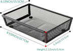 Mesh Tray Silverware Drawer Organizer, Utensil Cutlery Tray Office Supplies with Interlocking Arm Drawer Dividers Organizer for Flatware, Knives,Home,Office, School,Bedroom 9X6＂Black