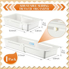 1 Pack Deep Drawer Organizer Bins, Sliding Drawer Organizer Bin Expandable and Adjustable Tray for Kitchen Utensils, Towels, BBQ Tools, Durable Plastic Sliding for Easy Storage (12.4-17.7")