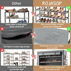 ROJASOP Shoe Rack with Covers, Stackable 10 Tier Tall Shoe Shelf Storage 50-55