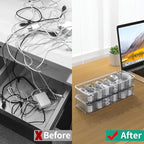 Cable Storage Boxes Organizers 2 Pack,Cord Charger Storage Organizer Box Case with 20pcs Cable Ties,Stackable,Clear