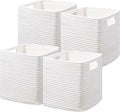 UBBCARE Storage Cubes 11 Inch, Cotton Rope Woven Baskets for Organizing, Cube Storage Bin for Baby Nursery, 4-Pack Square Toy Storage Baskets for Shleves Organizer, Closet, Kidsroom, White