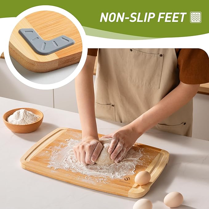 Bamboo Cutting Board Set Non Slip Feet Over Sink Brides Her Wedding Day Bridal Shower Engaged Engagement Hostess Couple Newly Wed House Christmas Married Future Mrs fiancee Unique Cool Gifts