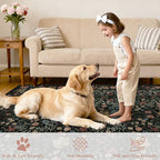 DUKINO 8x10 Area Rugs for Living Room, Vintage Floral Washable Rug with Non Slip Backing, Soft Low Pile & Non-Shedding Large Carpets for Bedroom, Farmhouse, Dining Room, Home Office, Black