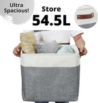 DECOMOMO Extra Large Storage Baskets, 54.5L Fabric Storage Bins for Organizing Linen Closet, Nursery (Slate Grey & White, XXXL - 3 pack)