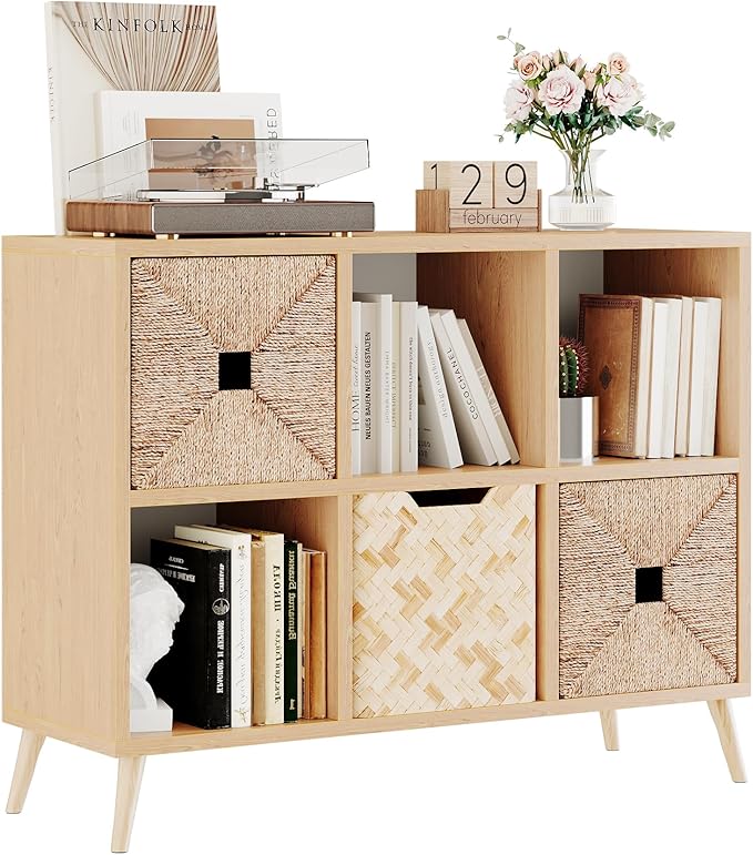 6 Cube Storage Organizer, Wood Bookcase
