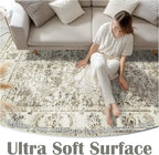 jinchan Fiora Runner Rug 2x5 Washable Hallway Runner- Vintage Floral Non Slip Low-Pile Soft Thin Kitchen Rug Distressed Carpet for Farmhouse Bedroom Entryway Laundry Room(2x5ft, Taupe)