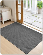 Color&Geometry Ultra Thin Indoor Door Mat Non Slip Rubber Backed Dirt Trapper 32"x48"(Rolled-up NO Creases), Rugs for Entryway, Front Door Mat Indoor Washable Low-Profile Entry Mat, Grey