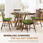 downluxe Indoor Chair Cushions for Dining Chairs, Tufted Overstuffed Textured Foam Kitchen Chair Pads with Ties and Non-Slip Backing, 15.5" x 15.5" x 4", Grass Green, 4 Pack