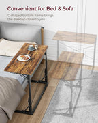Vantic 31.5" Folding Desk, Foldable TV Tray Table for Eating on Couch, Extra Large TV Dinner Trays, Portable Fold Computer Writing Desk Table for Home Office, Rustic Brown