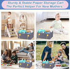 Baby Diaper Caddy Organize-3 Tier RollingDiaper Cart Newborn essentials Diaper2In1 Caddy With Dividers & Removable Diaper Caddy for Nursery Storage Bin CartBedroomBedsideChanging Table & Crib