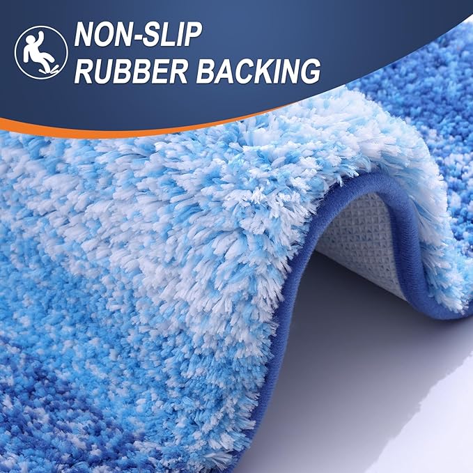 OLANLY Bathroom Rugs Mat 24x16, Extra Soft Absorbent Microfiber Bath Rugs, Rubber Backing, Quick Dry, Washable Bath Mats for Bathroom Floor, Tub and Shower, Home Decor Accessories, Light Royal Blue