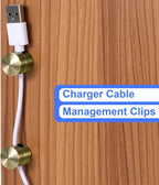 SmallCat 5 Sets Charger Holders for Cords, Antique Copper Color Adjustable Cable Anchor Holders, Adhesive Metal Cord Clips, Cable Management Wire Organizers for Desk, Office, Nightstand