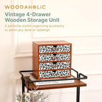 Colorful Leopard Print Wooden Desk Organizer - 4-Drawer Desktop Storage Cabinet for Office Supplies, Craft Tools & Home Organization - Trendy Wood Design for Crafters, Art Enthusiasts, Students