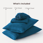 Bedsure Deep Pocket Queen Sheets Set - Fits Mattresses Up to 21 Inches Thick - 4 Piece GentleSoft Bed Sheets, Moisture Wicking, Soft & Cooling Bedsheet & Pillowcases, Easy & Secure Fit, Teal Blue