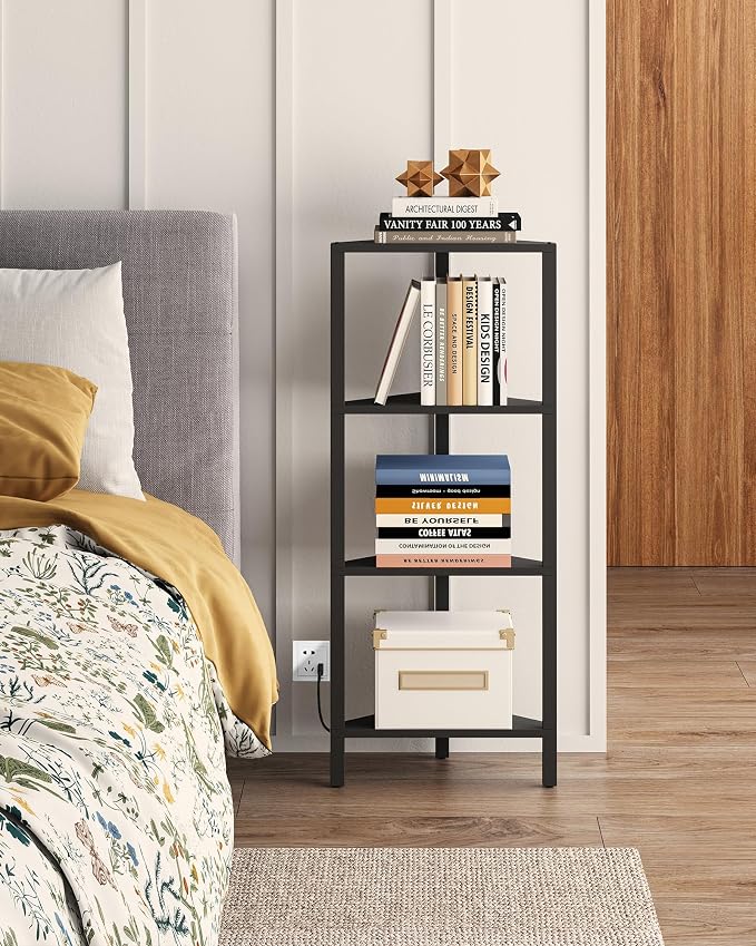 TUTOTAK Corner Shelf, 4-Tier Corner Bookshelf