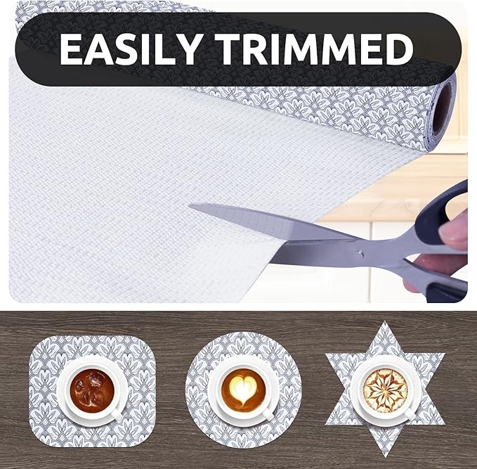 RAY STAR 24X120 Inch Shelf Liner for Kitchen Cabinets, Non-Adhesive Cabinet Liner Washable, PVC Drawer Liner for Dresser Non-Slip Bathroom (Black Floral)(1 Roll)