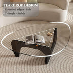 Modern Glass Coffee Table, 44.9"×32.3"×15.8" Triangle Center Table