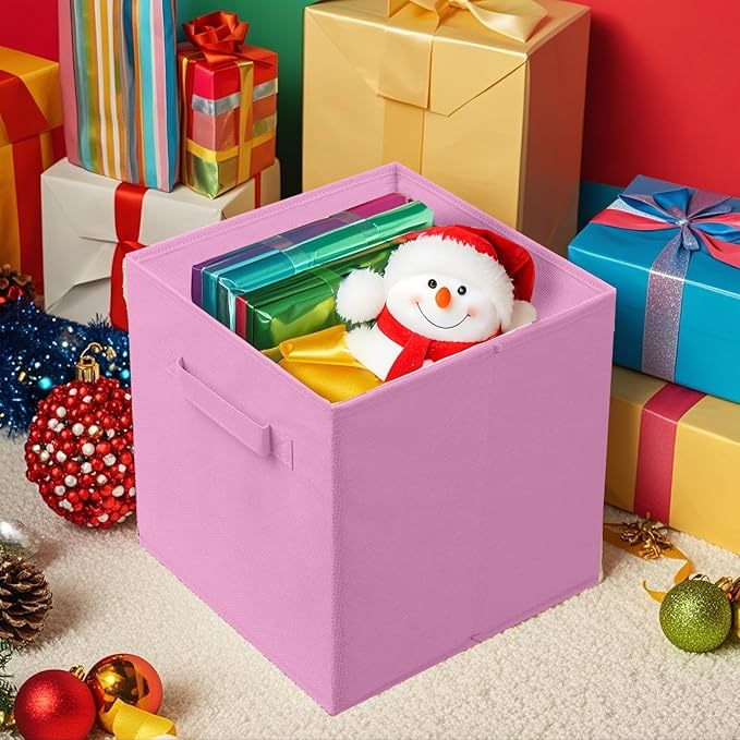ShellKingdom Storage Bins, Foldable Fabric Storage Cubes And Cloth Storage Organizer Drawer For Closet And Toys Storage, 6 Pack (Pink)